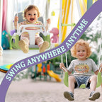 2 in 1 Toddler Swing & Baby Jumper, Foldable Baby Bouncer with Soft Cushion, Foldable Indoor & Outdoor Use, Easy to Install & Store Swing Sets for Backyard Play (Purple)