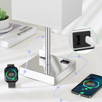 Touch Bedside Table Lamp For Nightstand - 3-Way Dimmable Night Lamp with USB A + Type C Charging Ports and two AC Outlets, Small Desk Light with E26 LED Bulb for Bedroom Living Room, WHITE PLUS