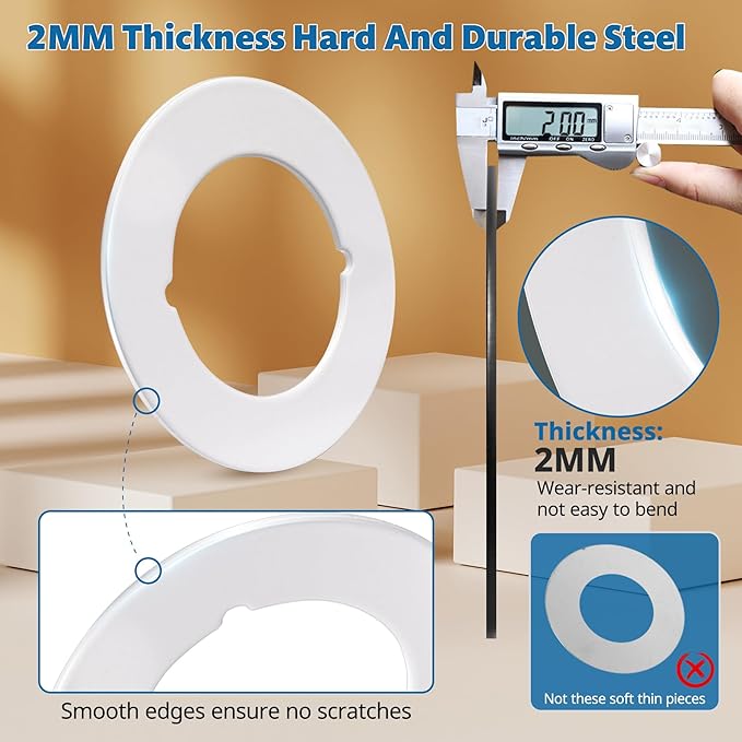 1 Pcs Upgraded Door Knob Plates with Double-Sided Tape –Thick Stainless Steel Scar Plates for Deadbolts & Knobs, Durable Door Lock Hole Covers for Fixing Loose Knobs and Damaged Areas(White)