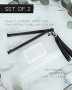 MIA + SOPHIA Set of 2 Baby Wipe Holder, Portable Reusable Wipes Pouch, Stylish Travel Wipes Case, Baby Wipes Dispenser, Wipes Stay Moist Longer, Attaches Easily with Included Wristlet