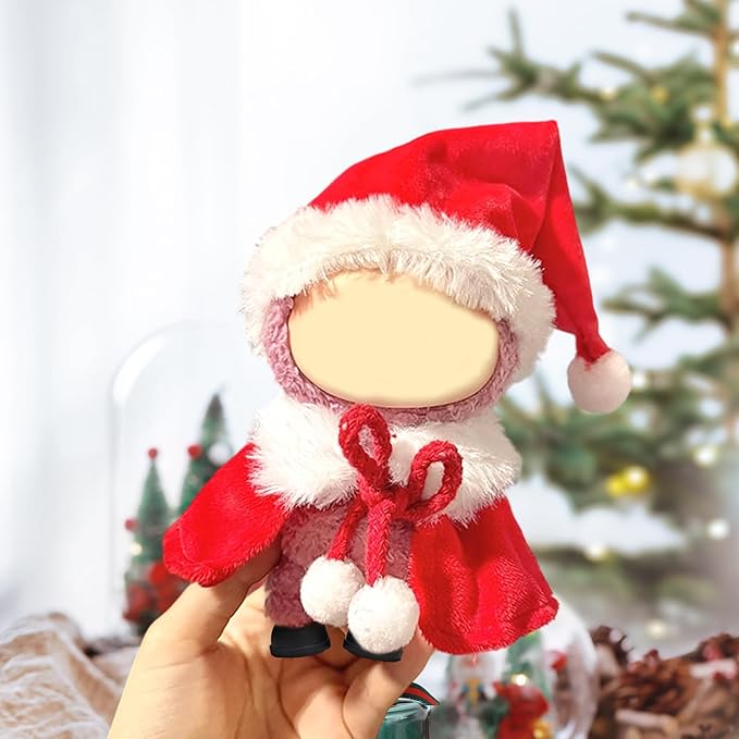 Christmas 17cm Doll Clothing Set Includes Hat + Top + Shoes Cute and Fashionable Doll Outfit Suitable for 17cm Dolls (Doll Not Included)