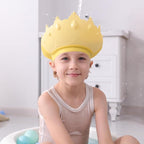 Baby Shower Cap Shield, Baby bath set shower cap, Visor Hat for Eye and Ear Protection for 0-9 Years Old Children,Cute Crown Shape Makes the Baby Bath More Fun (Yellow)