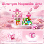 Magnetic Building Blocks, STEM Toys Educational Magnet Cubes for Kids Ages 4-12 (Pink Castle-150pcs)