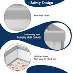 74x50 Inch Baby Playpen with Mat, Playpen with Cute Mat for Babies and Toddlers Play Pen Playards Safety Gate Fence Active Center Indoor