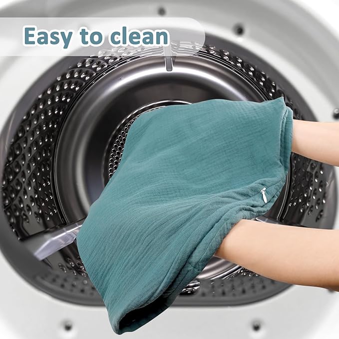 Hooyax Muslin Nursing Pillow Cover, Soft Breathable Feeding Slipcover for Breastfeeding Moms, Stretchy Removable Infant Pillow Cover for Boy and Girls (Blue)