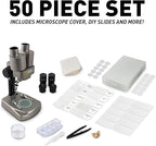 NATIONAL GEOGRAPHIC Dual LED Kids Microscope - 50+ pc Science Kit with 10 Prepared Slides & 10 DIY Blank Slides, Biology Experiment Activity, Microscope Kit for Kids 8-12 (Amazon Exclusive)