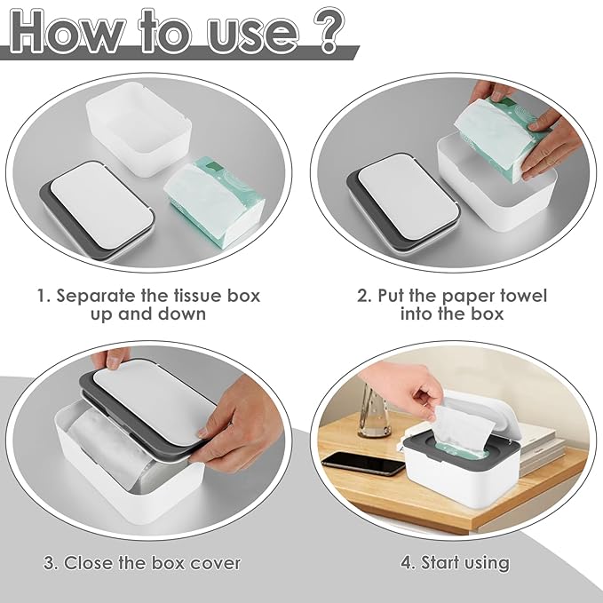 2Pack Wipes Box Dispenser Baby Wipe Container Wipe Dispenser For Bathroom Sealing Design Keeps Fresh Easy Open Dustproof Wet Tissue For Home