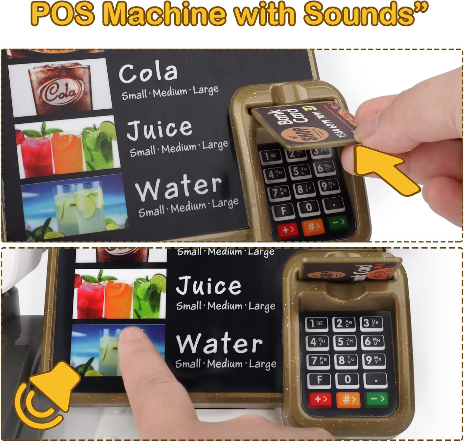 deAO Pretend Play Store Coffee Playset Kids Coffee Maker Play Set Pizzas Shop with Cash Register Toy Kitchen Playset Accessories Gifts for Toddlers Boys Girls