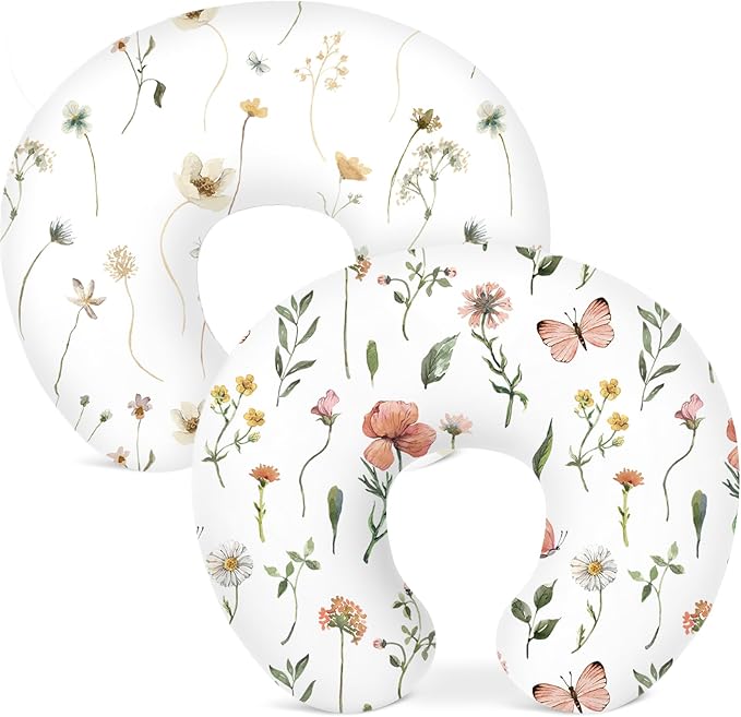 Nursing Pillow Covers 2 Pack, Breastfeeding Pillow Slipcovers Soft and Stretchy, Nursing Covers for Baby Girls Boys Newborn