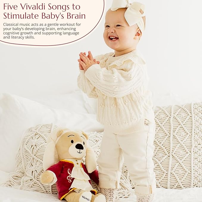 Vivaldi Virtuoso Bear – Dual-Mode Plush Toy with Music & Comfort Features, Plays 40 Mins of Classical Music & White Noise for Babies & Toddlers