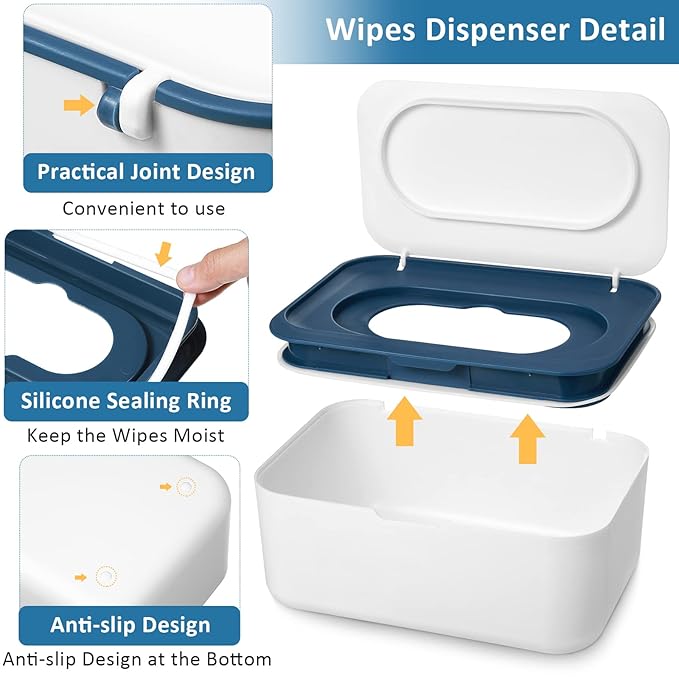 3 Pieces Baby Wipes Dispenser Baby Wipe Holder Container Case with Sealing Design Refillable Box Keeps Wipes Fresh Easy Open and Close for Bathroom Nursery