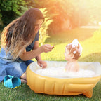 MINK Inflatable Baby Bathtub – Compact, Portable Bath Tub with Anti-Sliding Saddle Horn Seat, Ideal for Travel & Home – Suitable for Infants 0-6 Months