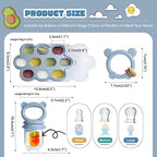 Baby Feeding Sets: Baby Fruit Food Feeder & Breastmilk Popsicle Molds for Teething Relief, BPA-Free Silicone Pouch & Nipple, Safely Introduce Solids, Teether Toys for Babies 3-6 6-12 Months