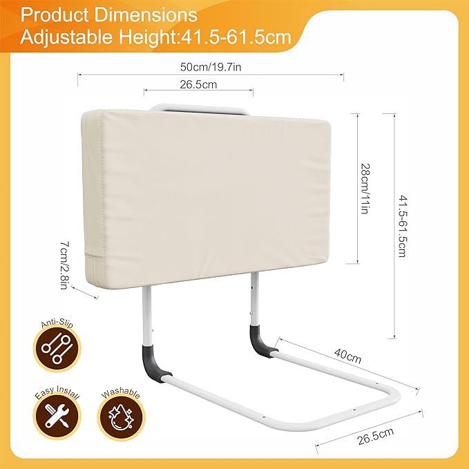 Bed Rail for Toddlers, Adjustable Baby Bed Rail Guard for Twin and Full Size Beds, Bed Safety Rails for Children with Non-Slip Base, Removable Washable Cover, Easy Installation (4 Pack)