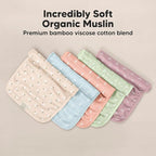 5-Pack Cotton Muslin Burp Cloths Baby Girls, Boys - Soft & Absorbent Spit Up Burp Rags, Large Muslin Towel, Cotton Wash Cloths for Babies, Newborn, Infant, No Shrink, Durable, Neutral (Bloom)