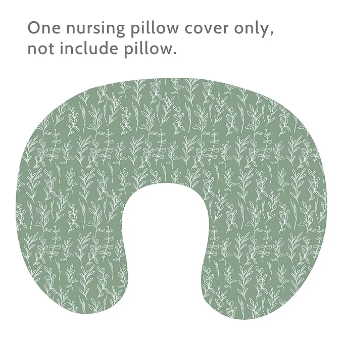 Green Sage Nursing Pillow Cover, Breastfeeding Pillow Slipcover for Baby Girls/Boys, Soft Snug Fits On Newborn Feeding Pillow Case