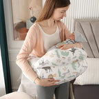 Nursing Pillow for Breastfeeding,Ergonomic Baby Feeding Pillows with Removable Washable Cotton Slipcover, Adjustable Waist Strap,Plus Size,More Support for Mom and Baby(Nordic Animal World)