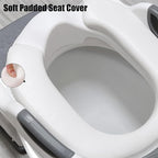 PandaEar Potty Training Seat with Step Stool Ladder, Toddler Toilet Seat for Kids Boys Girls, Comfortable Safe Potty Seat with Anti-Slip Pads Ladder & Bear Design -Grey