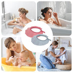 Baby Shower Cap - 2 Piece Adjustable Head Strap | Bath Visor Toddler | Splash Guard Eye Shield, Bathing Safety Aid for Children Home Bathroom Sink Use with Comfortable Fit