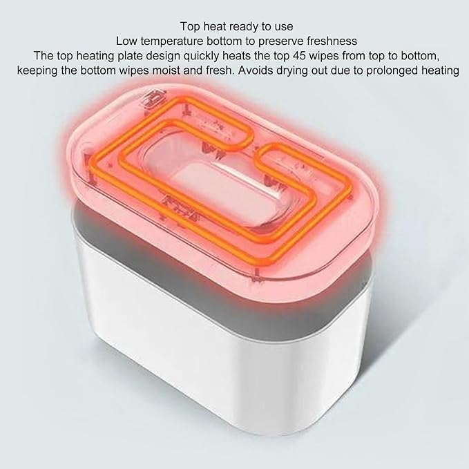 Portable Wipes Warmer with Night Light, Temperature Control, Moisturizing and Heat Preservation, USB Powered, Multifunctional Wipes Holder Dispenser for Baby, Wet Wipes, Tissues