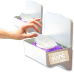 Bathroom Wipes Holder Dispenser with Shelf – Restroom Organizer & Wipe Holder for Bathroom – Tool Free Wall Mounted Baby Wipe Holder by Storage Theory – White, 2 Pack