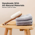 Wooden Baby Hair Brush - Cradle Cap Baby Brush with Soft Goat Bristles, Perfect Gentle Scalp Newborn Comb for Infant, Girls, Boys, Bath Essentials(Dark Walnut, Oval)