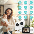Upgrade Video Baby Monitor with 2 Cameras and Audio 2.8" Screen,Night Vision,APP,Wireless,2-Way Talk,1200ft Long Range,Feeding Timer,Temperature Sensor,VOX/ECO,5 Lullabies,Portable,Easy Setup