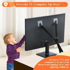 TV Safety Straps Adjustable, Adhesive Anti-Tip Furniture Anchor for Flat Screen, TV and Furniture Safety Straps for Baby Proofing, Black