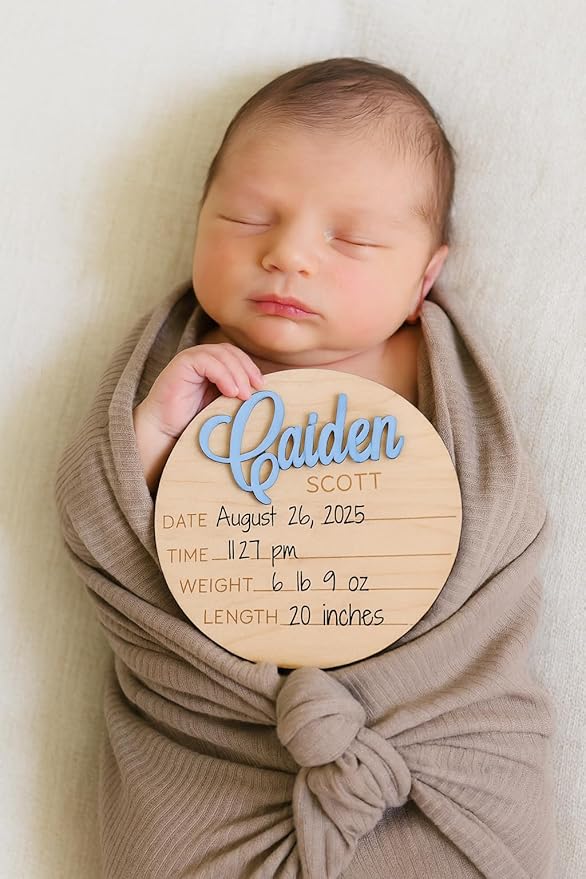 Personalized Birth Announcement Sign, 3D Birth Stat Sign, Newborn Announcement Sign for Hospital, Pregnancy Announcement Photo Prop, Gender Reveal, Birth Footprint (Stat + Footprint + Name Sign)