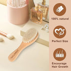 Baby Hair Brush, 2 Packs - Natural Wooden Brush with Premium Goat Bristle, Ideal for Newborns & Toddlers, Promotes Healthy Hair Growth, Prevents Scalp Irritation, Off-white