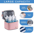 Breastmilk Cooler Bag with Ice Pack Fits 6 Baby Bottles up to 9 Ounce, Breast Milk Pump Cooler Bag with Shoulder Strap for Nursing Mom Daycare, Work, Travel- Straps