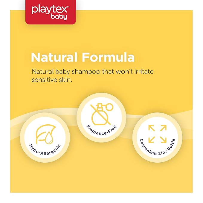 Playtex Baby Shampoo, 21 oz. Bottle, 3-Pack, Dermatologist Tested Gentle, Tear Free Shampoo for Babies, pH Balanced, Hypoallergenic, Free of Dyes, Parabens and Phthalates