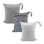 ALVABABY 3pcs Baby Cloth Diaper Wet Dry Bags Waterproof Reusable with Two Pockets Travel Beach Pool Daycare Soiled Baby Items Yoga Gym Bag for Swimsuits or Wet Clothes M Size 3L-ZM01