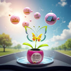 JJLFresheners Solar Flower - Solar-Powered Car Decoration - Physics Theme - Unisex - All Ages - Renewable Energy (Solar Power), Simple Machines