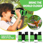 Binoculars for Kids, Kids Binoculars Toys for 3 4 5 6 7 8 Years Boys and Girls, Set with Magnifying Glass & Compass - Birthday Gifts Outdoor Toy for Kid Ages 3-8 Toddler Camping (Green)