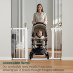 Cumbor 2 Pack 29.7"-48" Baby Gate for Stairs, Mom's Choice Awards Winner-Dog Gate for Doorways, Pressure Mounted Auto-Close Pet Gates for Dogs Indoor, Safety Child Gate with Easy Walk Thru Door,White