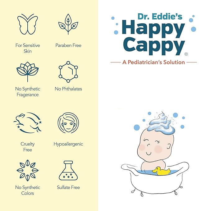Happy Cappy Baby Shampoo and Body Wash - Eczema Body Wash for Kids & Toddlers, Helps with Dryness, Reduces Itching and Redness, Dermatologist Tested, Fragrance Free - 8 Fl Oz (Pack of 4)