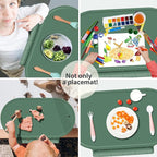 Placemat for Baby, Silicone Baby Toddlers Non-Slip Tablemats Stain Resistant Anti-Skid Reusable Dishwasher Safe Table Mats (Oxford Green)