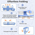 MoreFeel Collapsible Baby Bathtub for Newborn with Thermometer & 1 Hooded Towel & 1 Soft Floating Cushion,Portable Travel Bathtub with Drain Hole, Durable Foldable Baby Tubs for Infants to Toddler