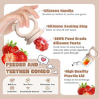 Baby Fruit Food Feeder & Breastmilk Popsicle Molds for Teething Relief, Baby Feeding Sets, 1 Freezer Tray with Lid & 1 Teether Toy & 1 Silicone Teething Pacifier Feeder, Extra Food Pouches (Beige)