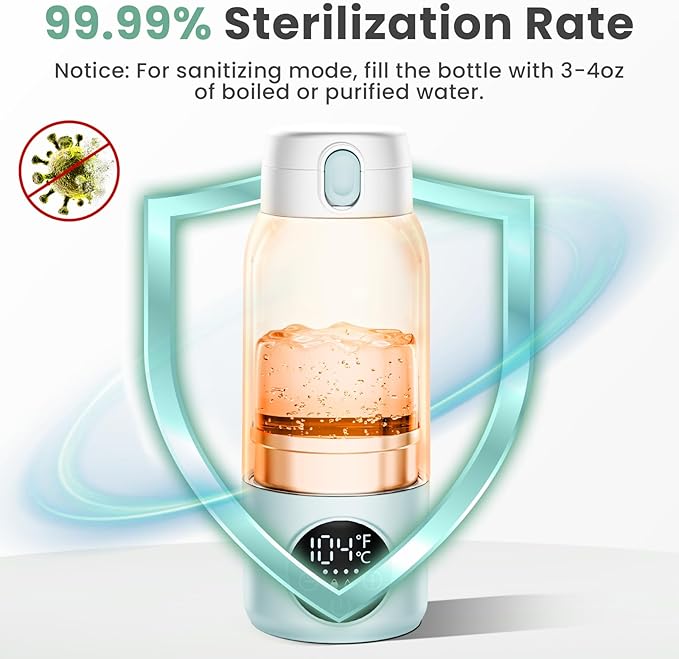 Portable Milk Warmer for Travel, 17oz Large Capacity Bottle, Fast Breastmilk Water Warmer On The Go with LCD Display, 98-158°F Temperature Adjustment, for Vehicle, Car, Airplane Journey