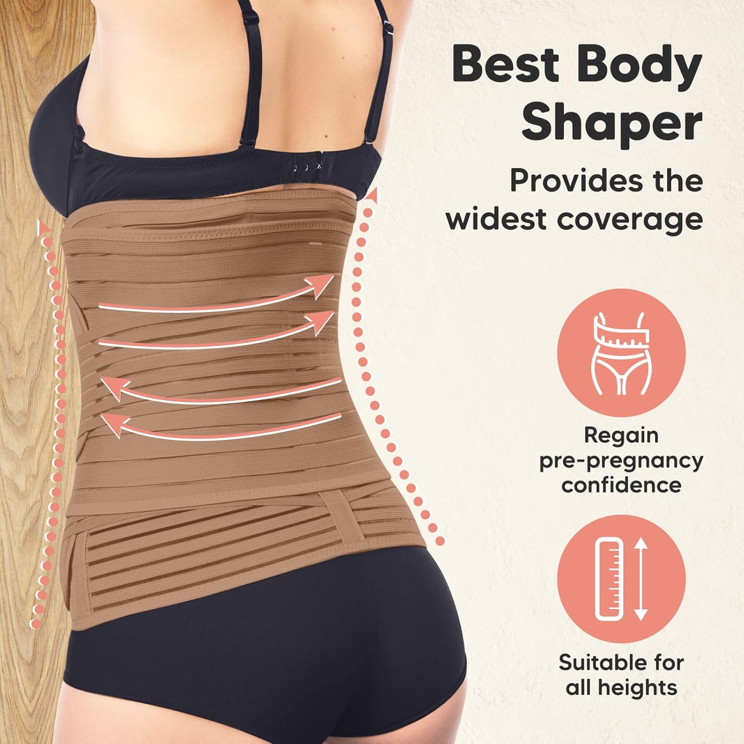 3 in 1 Postpartum Belly Support Recovery Wrap – Postpartum Belly Band, After Birth Brace, Slimming Girdles, Body Shaper Waist Shapewear, Post Surgery Pregnancy Belly Support Band (Warm Tan, XL)