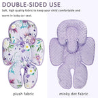 2 in 1 Infant Car Seat Insert, Car Seat Head Support Baby Girls Boys, Soft Newborn Carseat Insert Cushion, Perfect for Carseats, Strollers, Swings (Purple Flower)