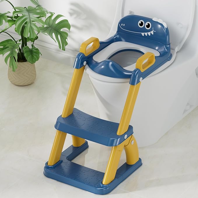 Potty Training Seat, Toddler Toilet Seat for Kids Boys Girls, 2 in 1 Potty Training Toilet for Kids, Splash Guard Anti-Slip Pad Step Stool, Adjust High Potty Chair for Toddler Kid Boys Girls