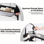 4 in 1 Height Adjustable Baby Playard, Foldable Nursery Center with Music Box Toy Rack, Side Storage, Changing Table, Large Portable Playpen for Newborns and Toddlers（Gray）