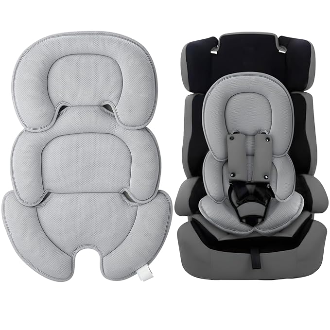 PandaEar Baby Car Insert Cushion Pad, Infant Head & Body Support Pillow for Car Seats, Strollers,Carriers, Machine Washable & Portable -Grey