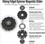 FREELOVE Metal Fidget Spinner Magnetic Slider, Viking Pirate Spinning Haptic Clicker, Heavy Stainless Steel Spin Clicky, Small Round Gear Click Gyro, Premium Silent Bearing, Adults Anxiety Cool, Black