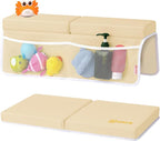 Bath Kneeler and Elbow Rest Pad Set - Comfortable 1.5” Thick Baby Bath Kneeler Pads with Toys Organizer, Non-Slip Knee Arm Support Bathtub Mat, Quick-Drying Kneeling Pad for Baby Bath Time