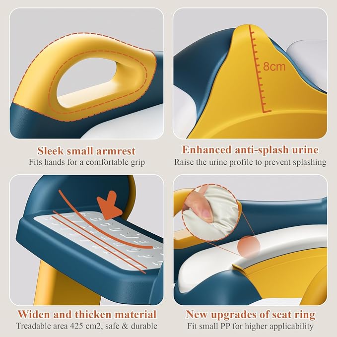 Potty Training Seat, Toddler Toilet Seat for Little Boys Girls, Potty Training Toilet with Urinals, Toddler Step Stool Ladder and Splash Guard (Blue)