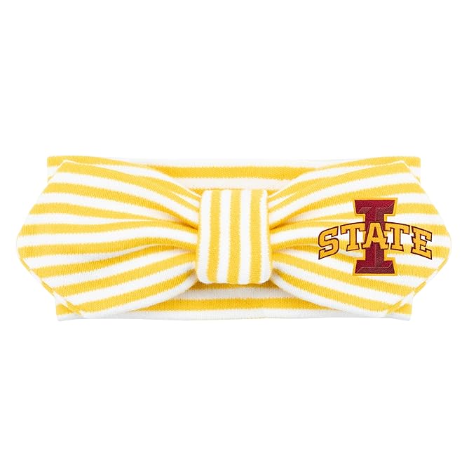 Creative Knitwear Iowa State Cyclones Infant Girls Gold/White Striped Hair Knot Headband Embroidered Logo - Size Newborn - 4T